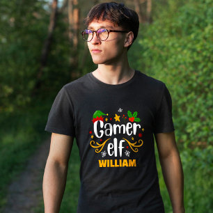 Camiseta Diversão Família Correspondência Elfo Gamer Tipogr
