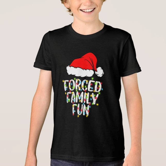 Camiseta Diversão Familiar Forçada Natal Engraçado Sarcásti (Frente)