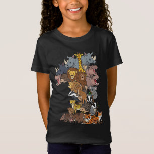 Camiseta Diversão Figuras de Animais do Safari do Zoológico
