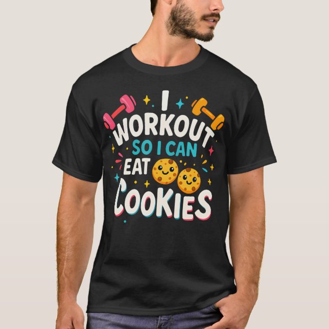 Camiseta Diversão Fitness I Malho Para Poder Comer (Frente)