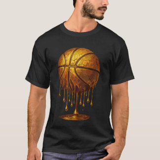Camiseta Diversão Golden Gotejamento Basquete Cool Estético