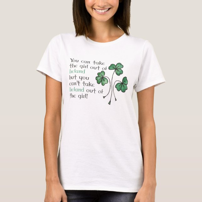 Camiseta Diversão Green Shamrocks Irish Girl T shirt (Frente)