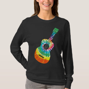Camiseta Diversão Hippie Rainbow Tie Dye Acoustic Guitar P