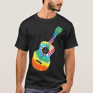 Camiseta Diversão Hippie Rainbow Tie Dye Acoustic Guitar Pr