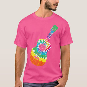 Camiseta Diversão Hippie Rainbow Tie Dye Violão Acústico