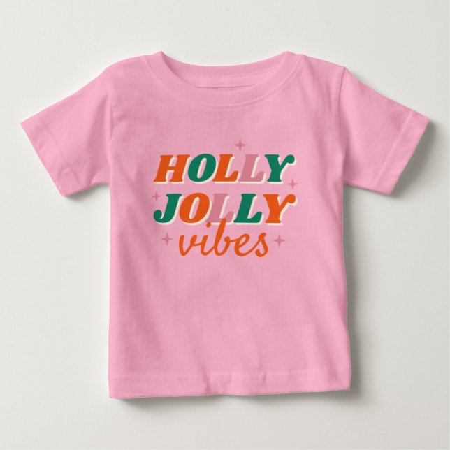 Camiseta Diversão Holly Jolly Vibes Design de Natal (Frente)