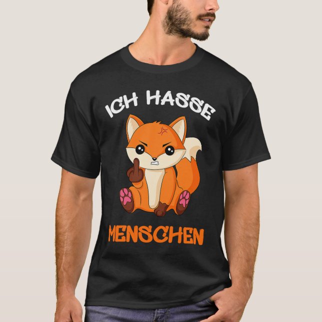 Camiseta Diversão Ich hasse Menschen Fox Fox Foxes (Frente)