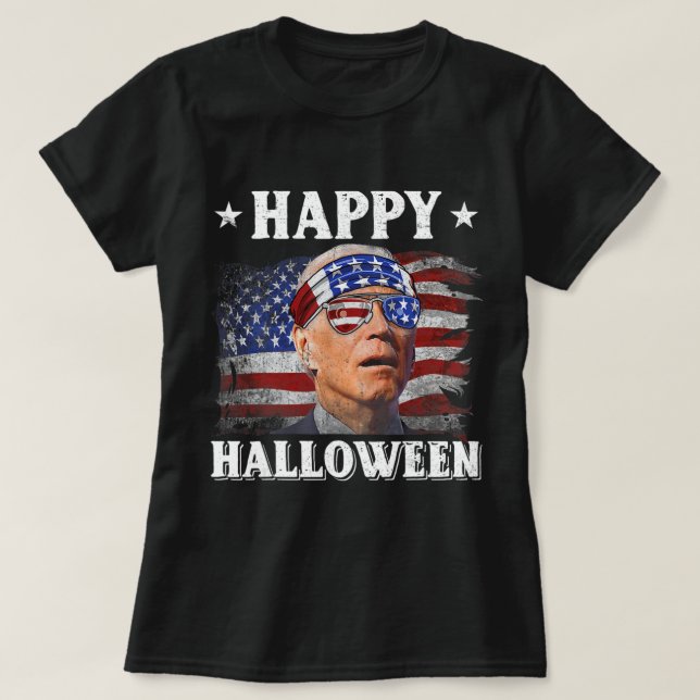 Camiseta Diversão Joe Biden Happy Halloween Confusa no dia  (Frente do Design)