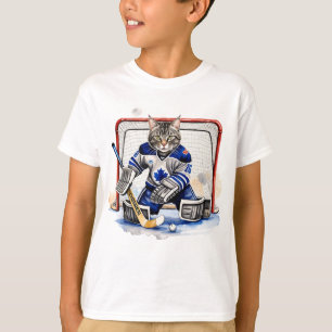 Camiseta Diversão Legal do Hockey com Gata Humor Animal