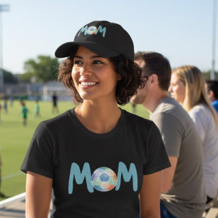 Camiseta Diversão Mãe de Futebol Preto Dia das Mães Aquarel