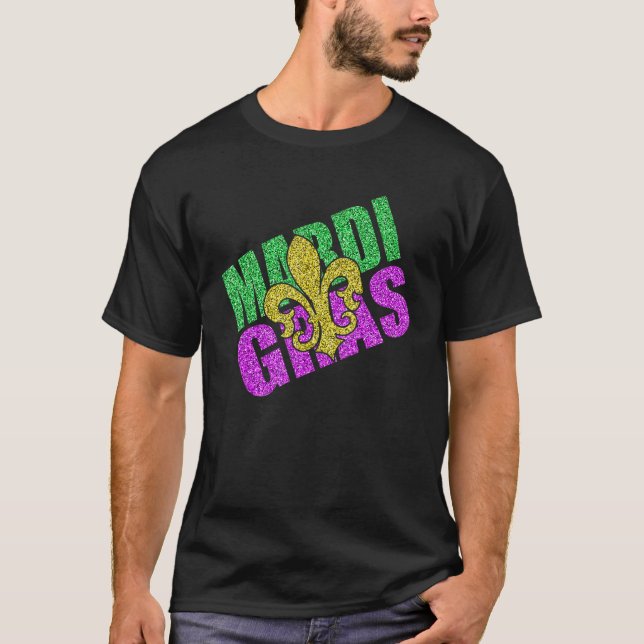 Camiseta Diversão Mardi Gras Fleur De Lis (Frente)