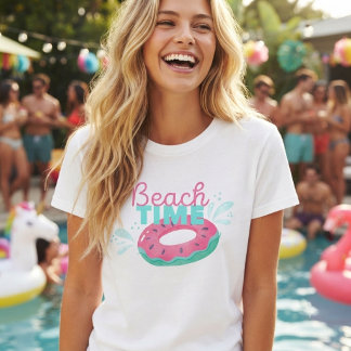 Camiseta Diversão melancia donut flutuador “Tempo de praia”