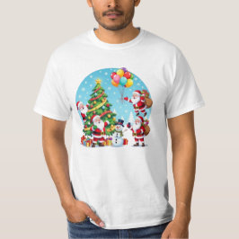 Camiseta **“Diversão Natalina com Múltiplos Papais Noel – T