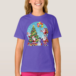 Camiseta **“Diversão Natalina com Múltiplos Papais Noel – T