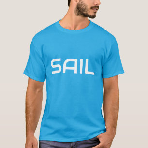 Camiseta Diversão Náutica White SAIL Texto azul de Teal Fun