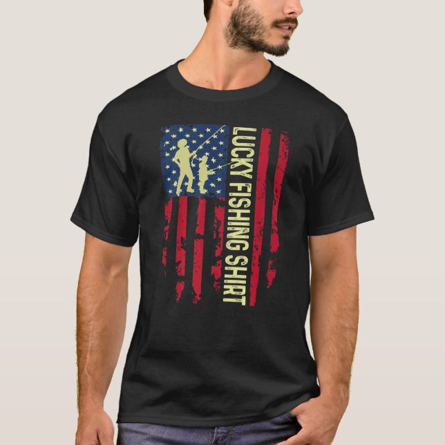 Camiseta Diversão Patriótica Da Pesca De Sorte (Frente)