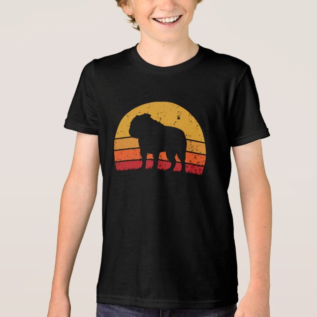 Camiseta Diversão Retro Vintage Sunset Buldogue (Frente)
