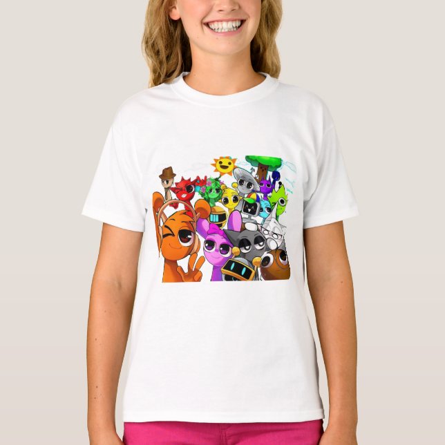 Camiseta Diversão Sprunki com Simon Oren Pinki (Frente)