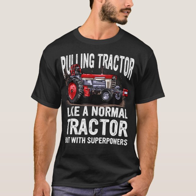 Camiseta Diversão Superpoderosa do Trator Preto S (Frente)