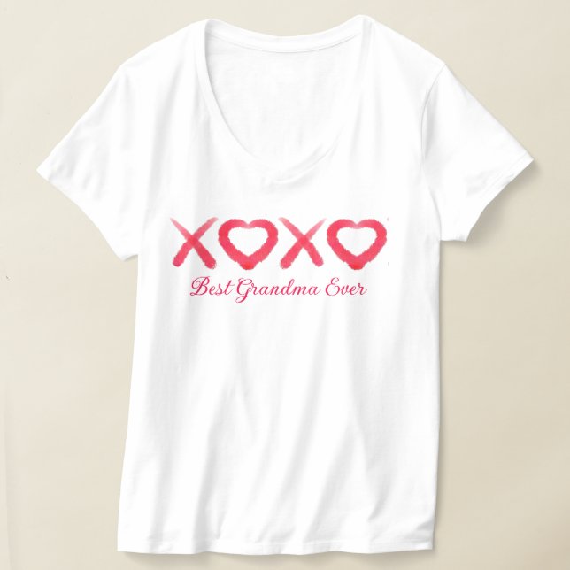 Camiseta Diversão vermelha angustiada XOXO adora beijos Mel (Postura )