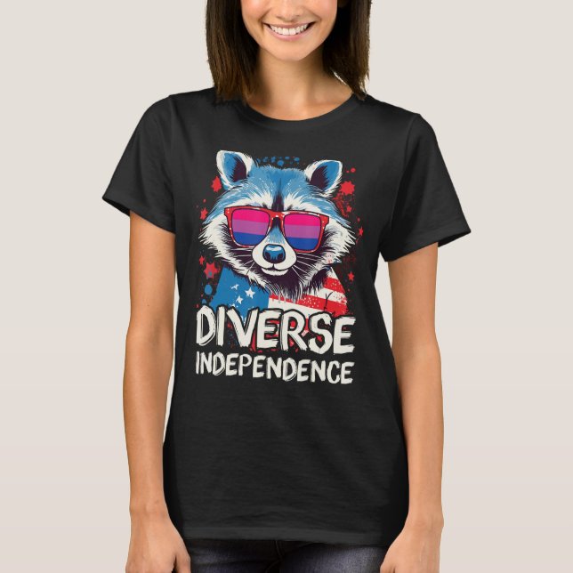 Camiseta Diverse Independence Raccoon Bisexual Sunglasses F (Frente)