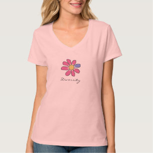 Camiseta Diversidade de Flores Gráficas Rosa-Rosa