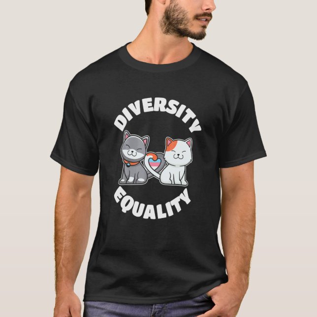 Camiseta Diversidade E Igualdade Gato Transgênero Lbg Orgul (Frente)