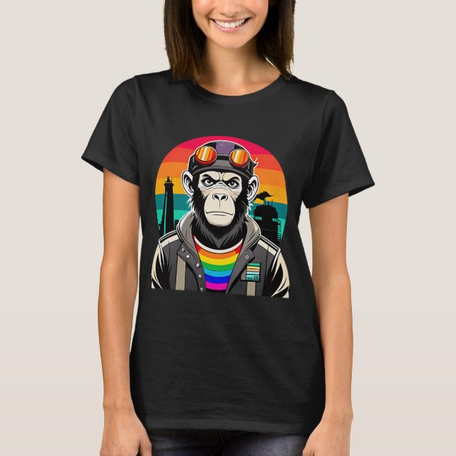 Camiseta Diversidade em Vibração: O Macaco Moderno-Retro (Frente)