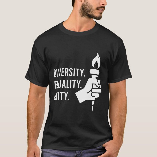 Camiseta Diversidade. Igualdade. Unidade. Feminista (Frente)