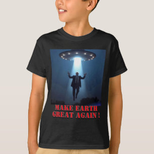 Camiseta Divertida Abdução de Ovni Faça a Terra Gr