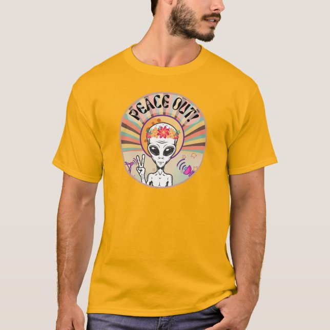 Camiseta Divertida Alien Peace Out! (Frente)
