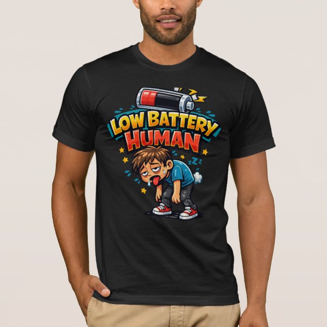 Camiseta Divertida Bateria Fraca Humano | Meme Hum (Frente)