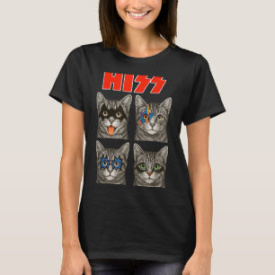 Camiseta Divertida Camiseta de Gato Retro Rock Mús