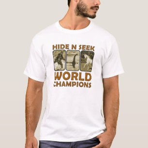 Camiseta Divertida Campeões Mundiais de Esconde-Es