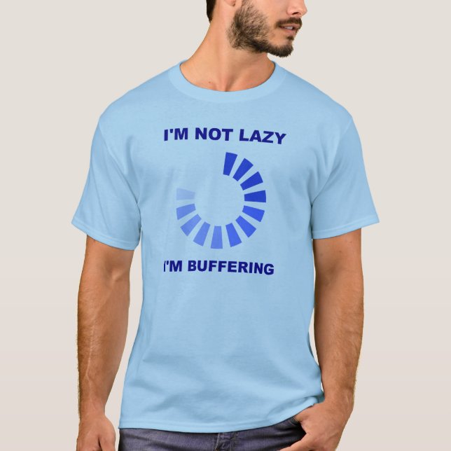 Camiseta Divertida com Buffering Preguiçoso Branca (Frente)