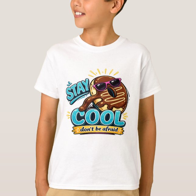 Camiseta Divertida com Desenho de Donut Stay Cool (Frente)