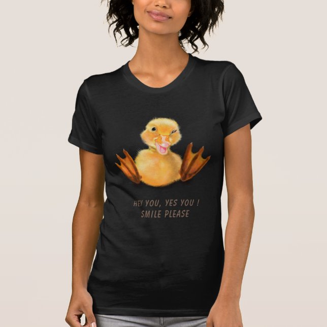 Camiseta Divertida com Pato Feliz - Texto Personal (Frente)