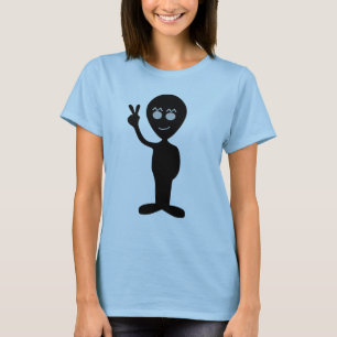 Camiseta divertida de alienígena com sinal de paz