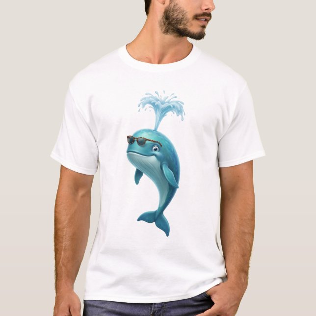 Camiseta Divertida de Baleia Azul 3D (Frente)
