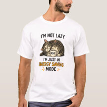 Camiseta Divertida de Gato 'Não Estou com Preguiça