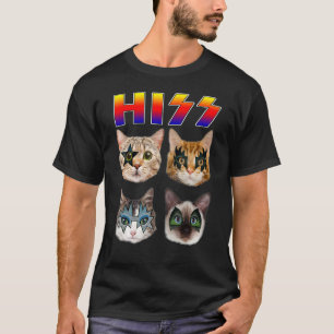 Camiseta Divertida de Gato Silvando Rock and Roll