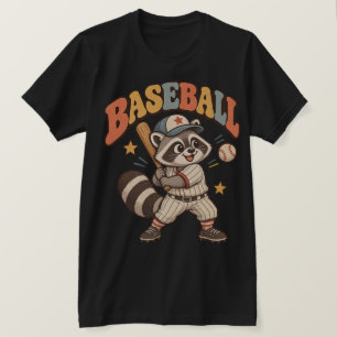 Camiseta Divertida de Guaxinim de Beisebol – Vinta