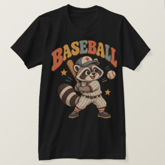 Camiseta Divertida de Guaxinim de Beisebol – Vinta