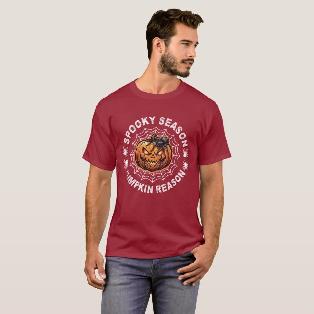 Camiseta Divertida de Halloween com Tema de Abóbor (Frente Completa)