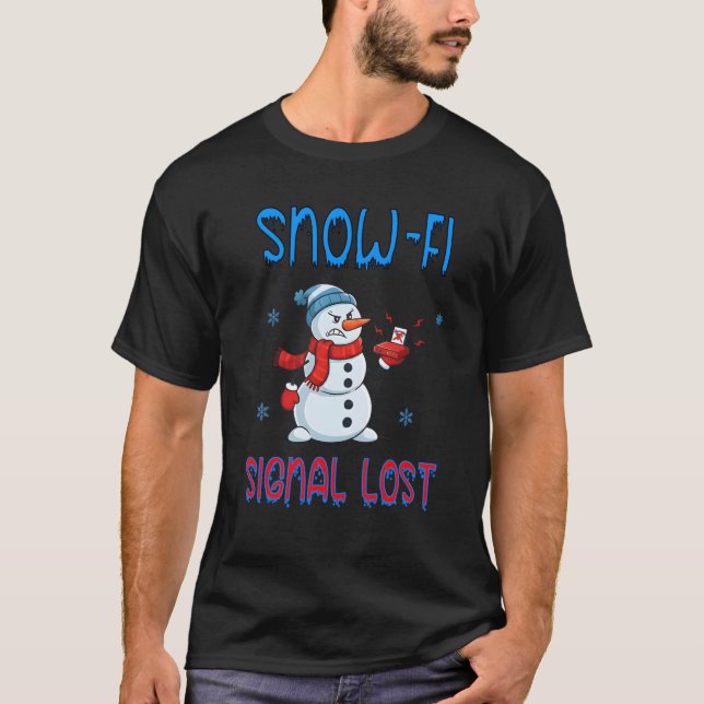 Camiseta Divertida de Inverno Sinal Snow-Fi Perdid (Frente)