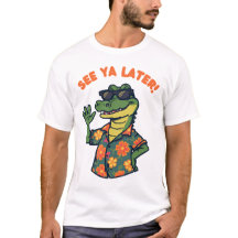 Camiseta Divertida de Jacaré Retro Até Mais Tarde