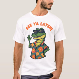 Camiseta Divertida de Jacaré Retro Até Mais Tarde