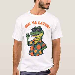 Camiseta Divertida de Jacaré Retro Até Mais Tarde