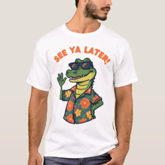 Camiseta Divertida de Jacaré Retro Até Mais Tarde