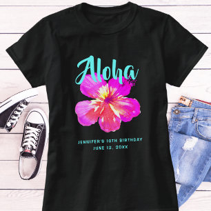 Camiseta divertida de Luau de Aniversário Tropical